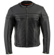 Milwaukee Leather Men's Black Leather Sporty Crossover Scooter Motorcycle Jacket w/ Reflective Piping - LKM1725