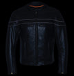 Milwaukee Leather Men's Black Leather Sporty Crossover Scooter Motorcycle Jacket w/ Reflective Piping - LKM1725