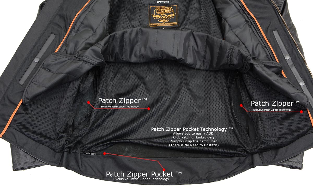 Milwaukee Leather Men's Black Leather Sporty Crossover Scooter Motorcycle Jacket w/ Reflective Piping - LKM1725