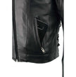 Milwaukee Leather LKM1765 Men's Black Leather Racer Style Side Laced Motorcycle Jacket w/ Ventilation System