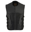 Milwaukee Leather Men's Creeper Black Triple Strap Leather Motorcycle Vest - LKM3791
