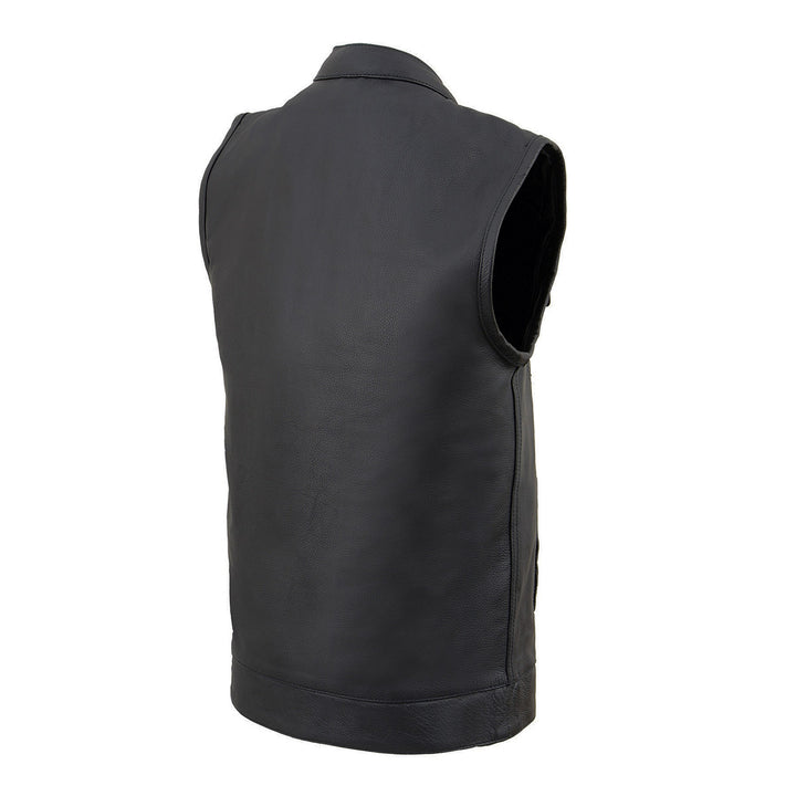 Milwaukee Leather LKY3850 Youth Size Black Leather Open Neck Club Style Motorcycle Riders Vest
