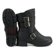 MMCC MB253 Women's Cameo Black Leather Biker Boots - Riding Footwear