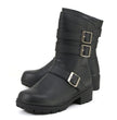 MMCC MB253 Women's Cameo Black Leather Biker Boots - Riding Footwear