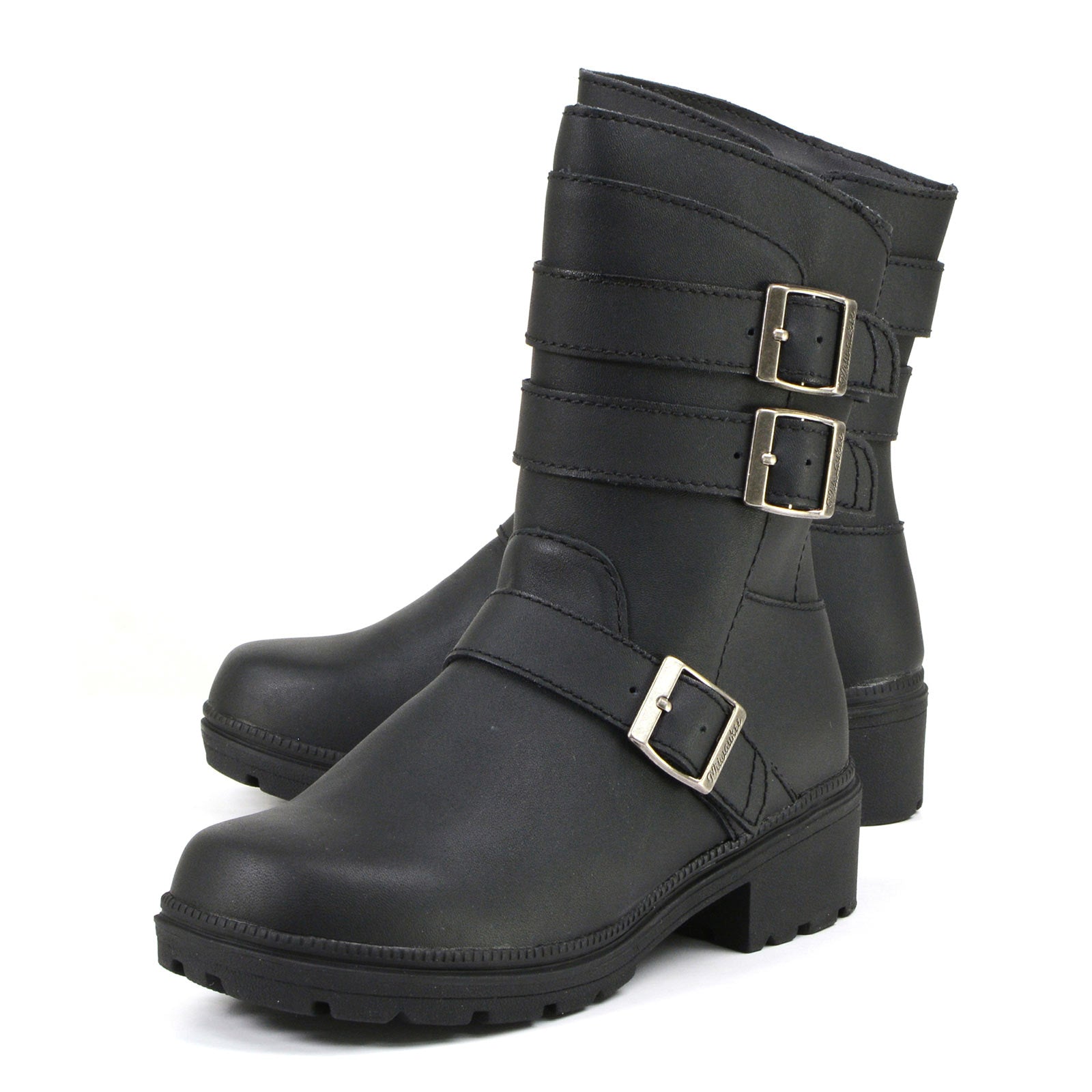 MMCC MB253 Women's Cameo Black Leather Biker Boots - Riding Footwear