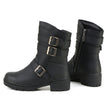 MMCC MB253 Women's Cameo Black Leather Biker Boots - Riding Footwear