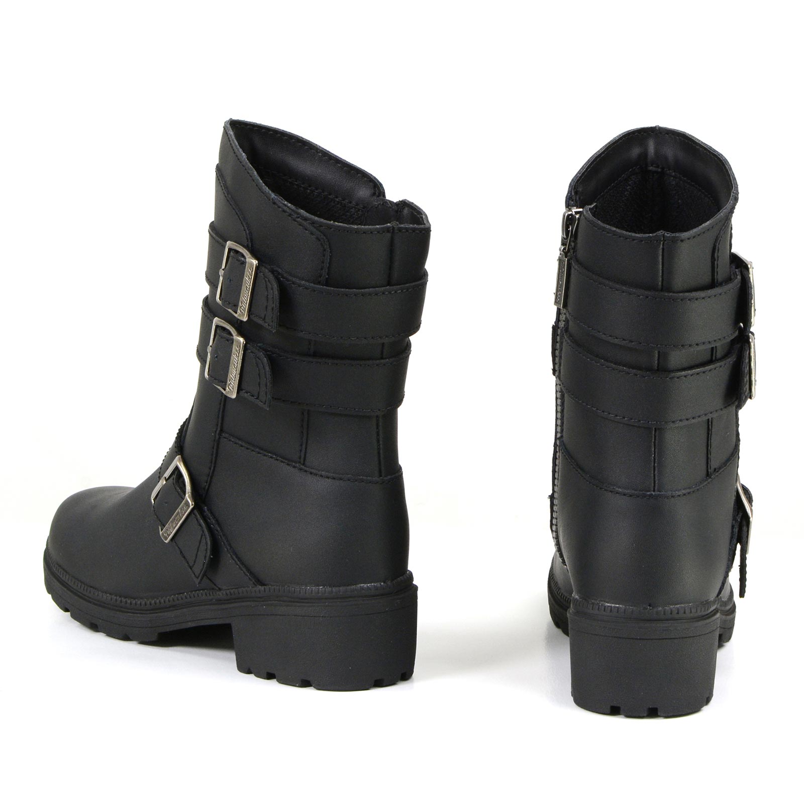 MMCC MB253 Women's Cameo Black Leather Biker Boots - Riding Footwear