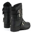 MMCC MB253 Women's Cameo Black Leather Biker Boots - Riding Footwear