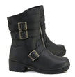 MMCC MB253 Women's Cameo Black Leather Biker Boots - Riding Footwear
