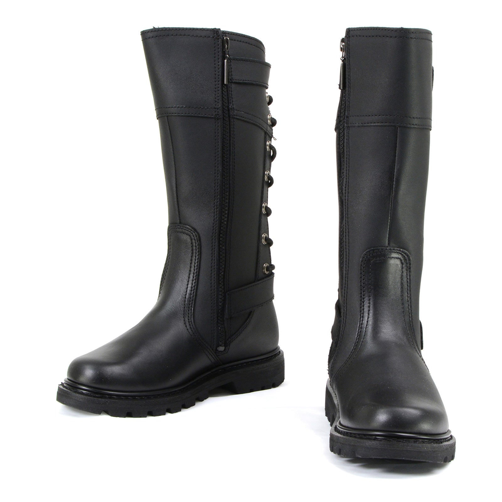MMCC MB255 Women's Dream Girl Black Leather Biker Boots - Riding Footwear
