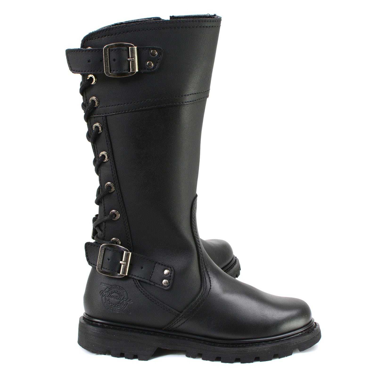 MMCC MB255 Women's Dream Girl Black Leather Biker Boots - Riding Footwear