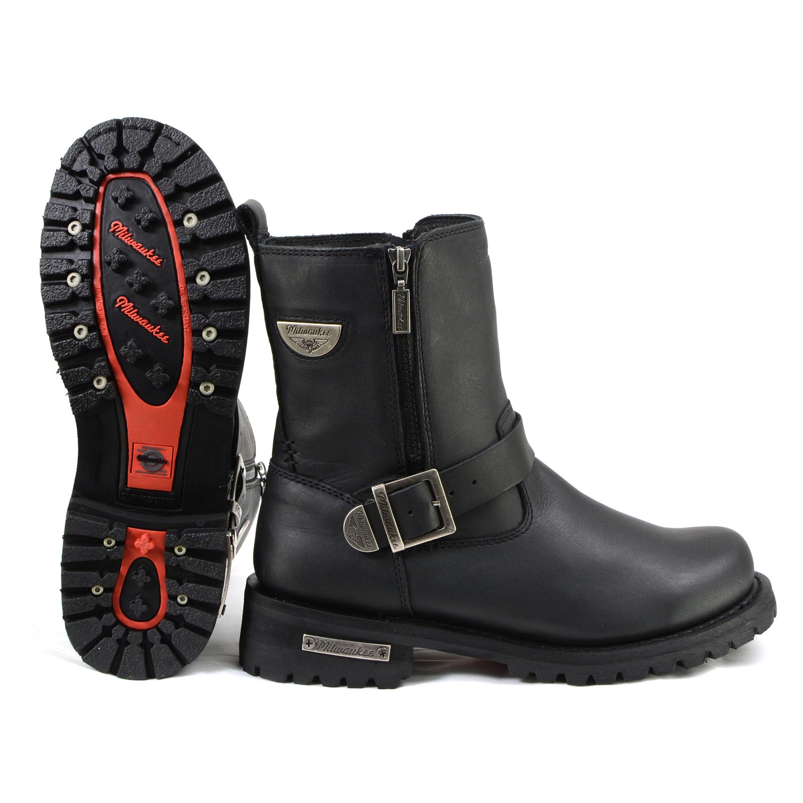 MMCC MB407 Men's Afterburner Black Leather Biker Boots - Riding Footwear