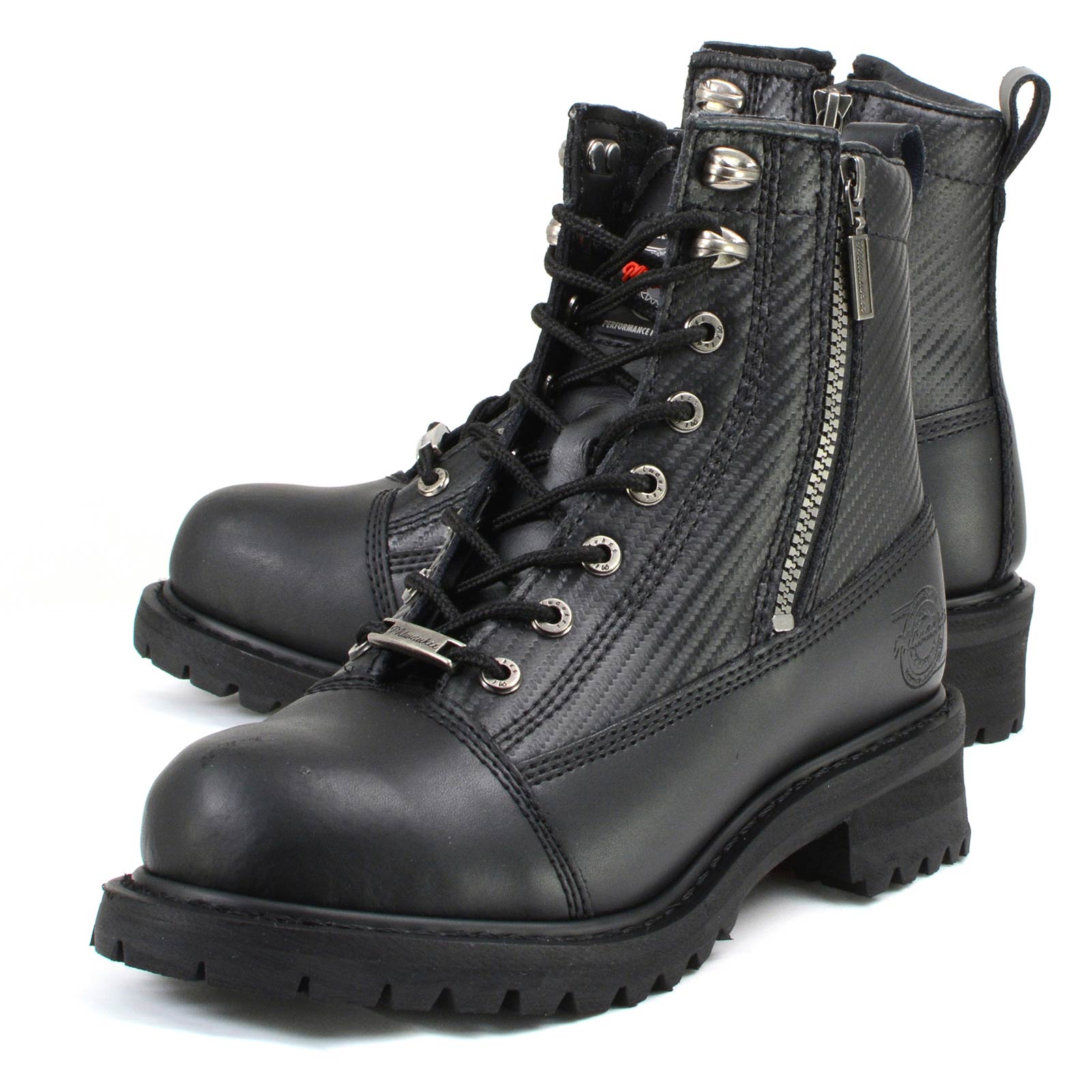 MMCC MB408 Men's Accelerator Black Leather Biker Boots - Riding Footwear