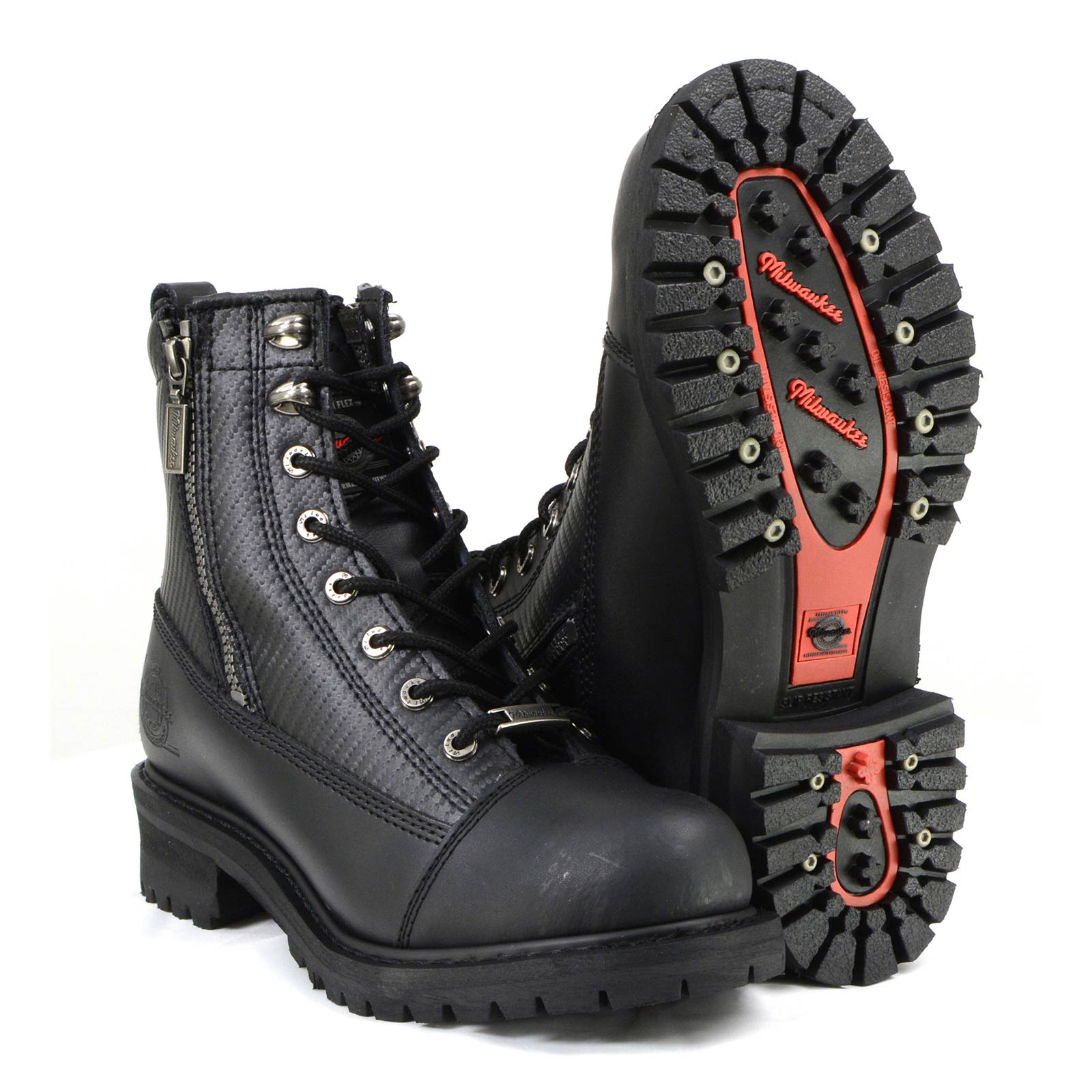 MMCC MB408 Men's Accelerator Black Leather Biker Boots - Riding Footwear
