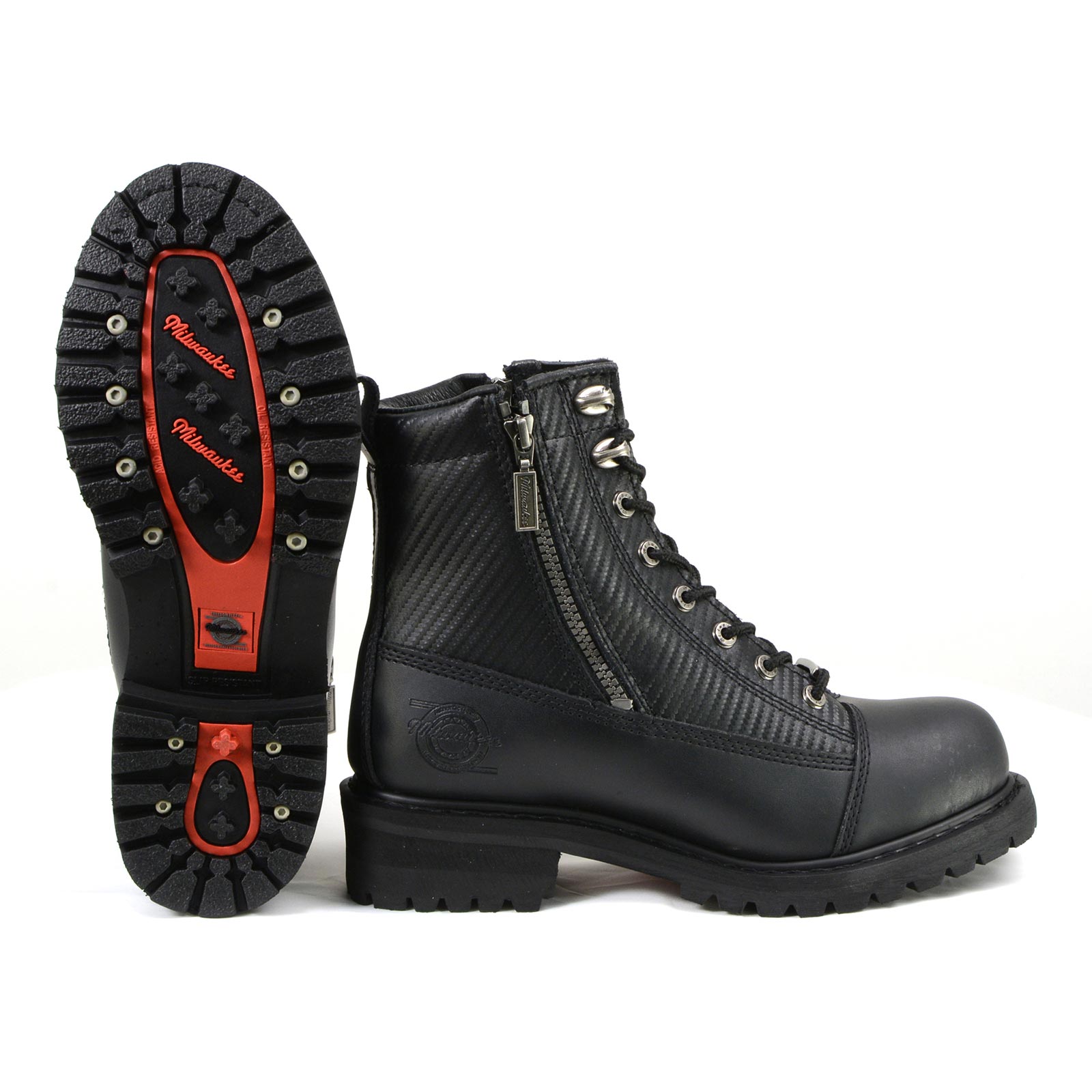 MMCC MB408 Men's Accelerator Black Leather Biker Boots - Riding Footwear
