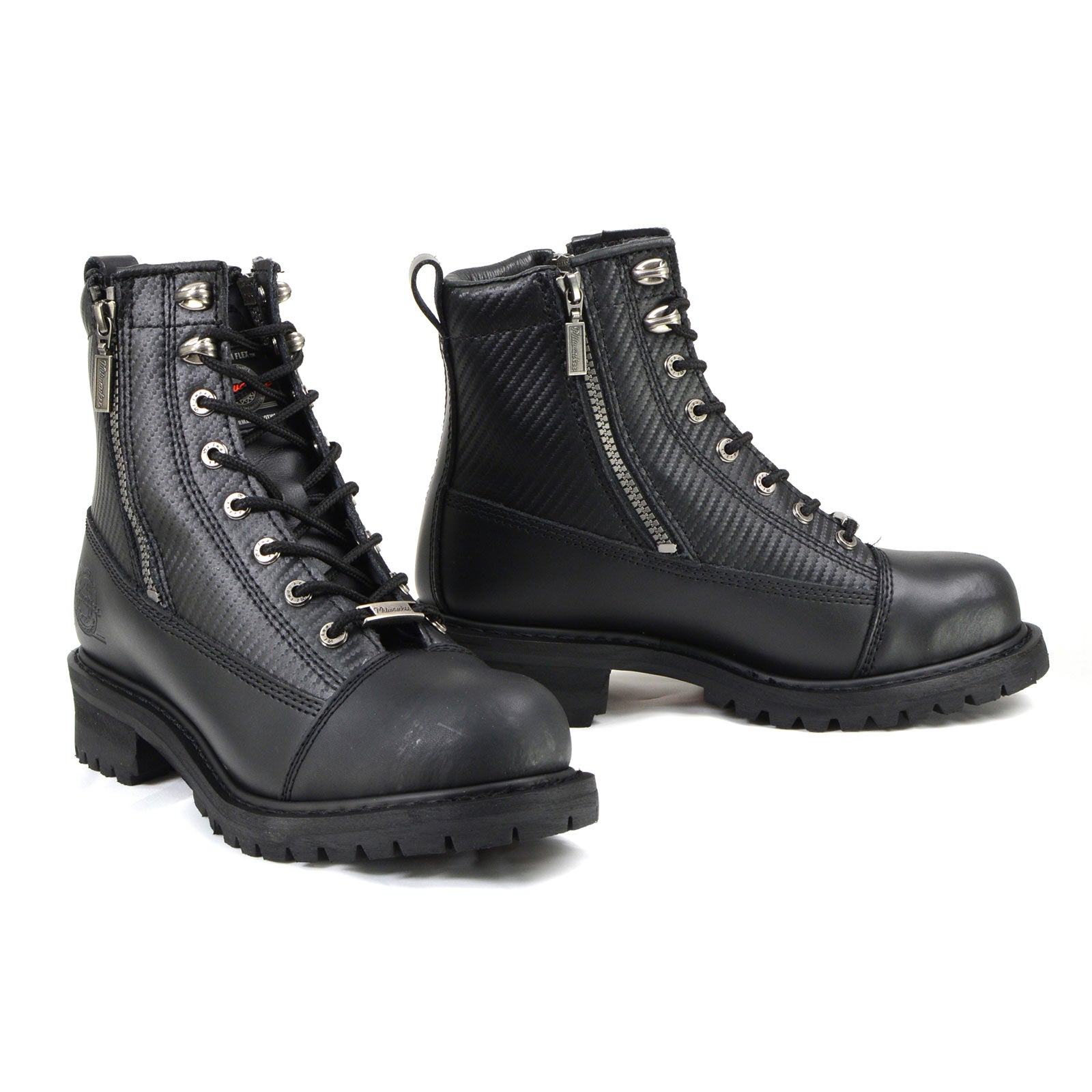 MMCC MB408 Men's Accelerator Black Leather Biker Boots - Riding Footwear