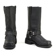MMCC MB410 Men's Classic Harness Black Leather Biker Boots - Riding Footwear