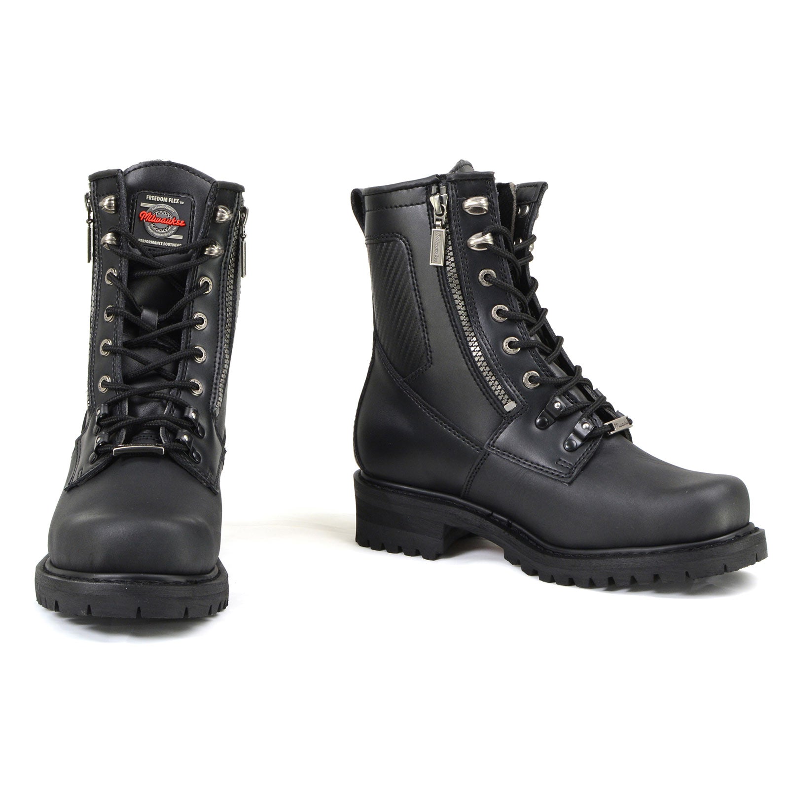 MMCC MB416 Men's Trooper Black Leather Biker Boots - Riding Footwear