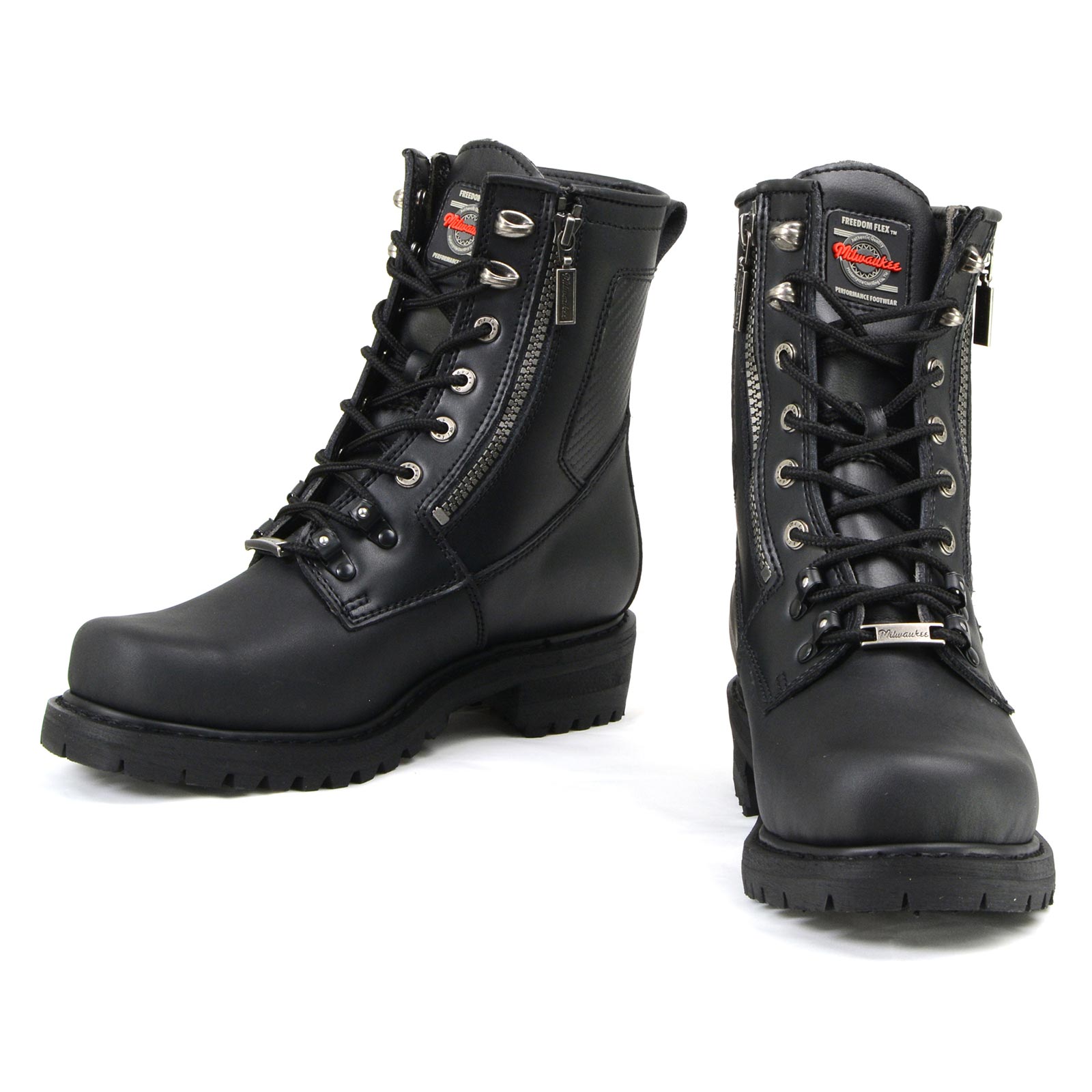 MMCC MB416 Men's Trooper Black Leather Biker Boots - Riding Footwear