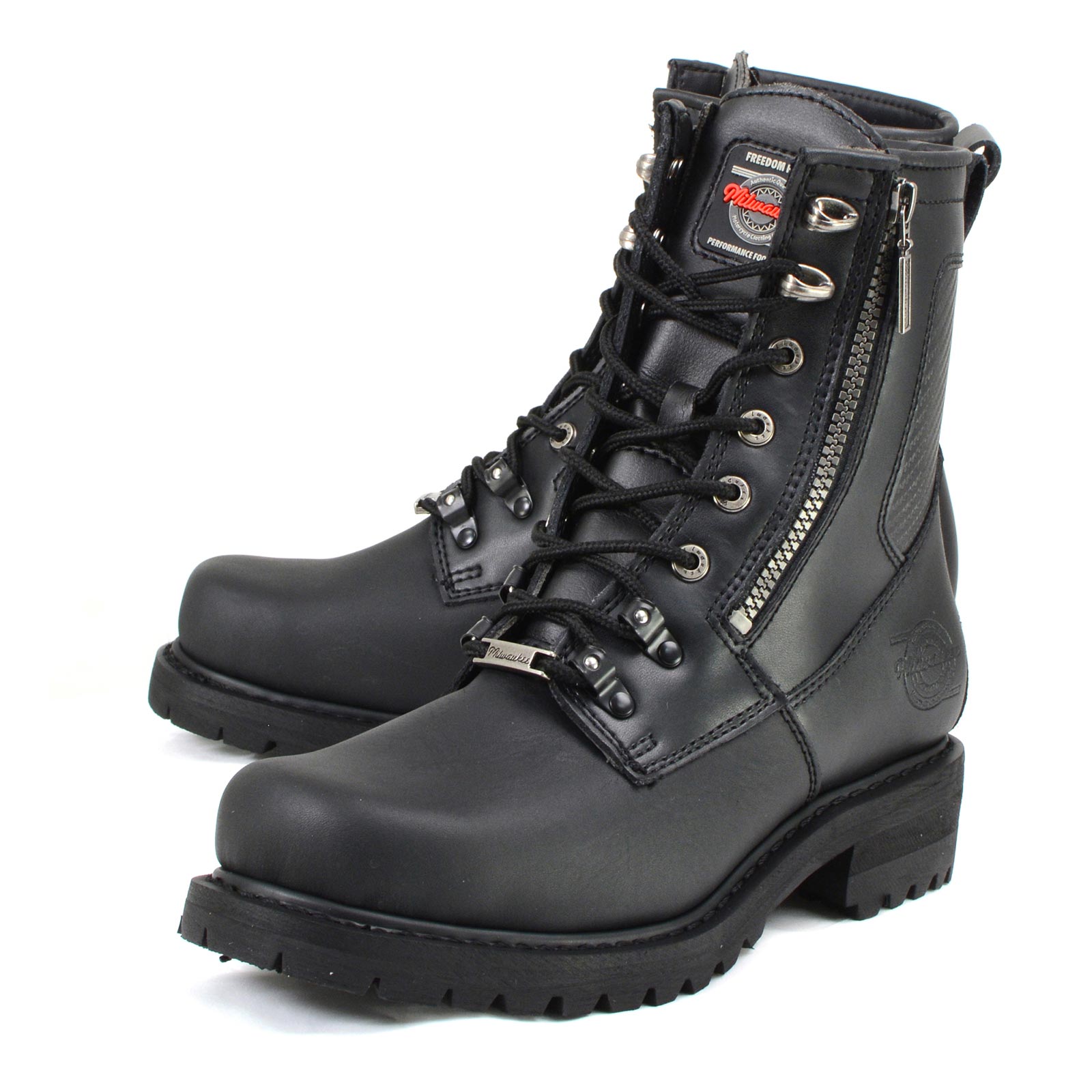 MMCC MB416 Men's Trooper Black Leather Biker Boots - Riding Footwear