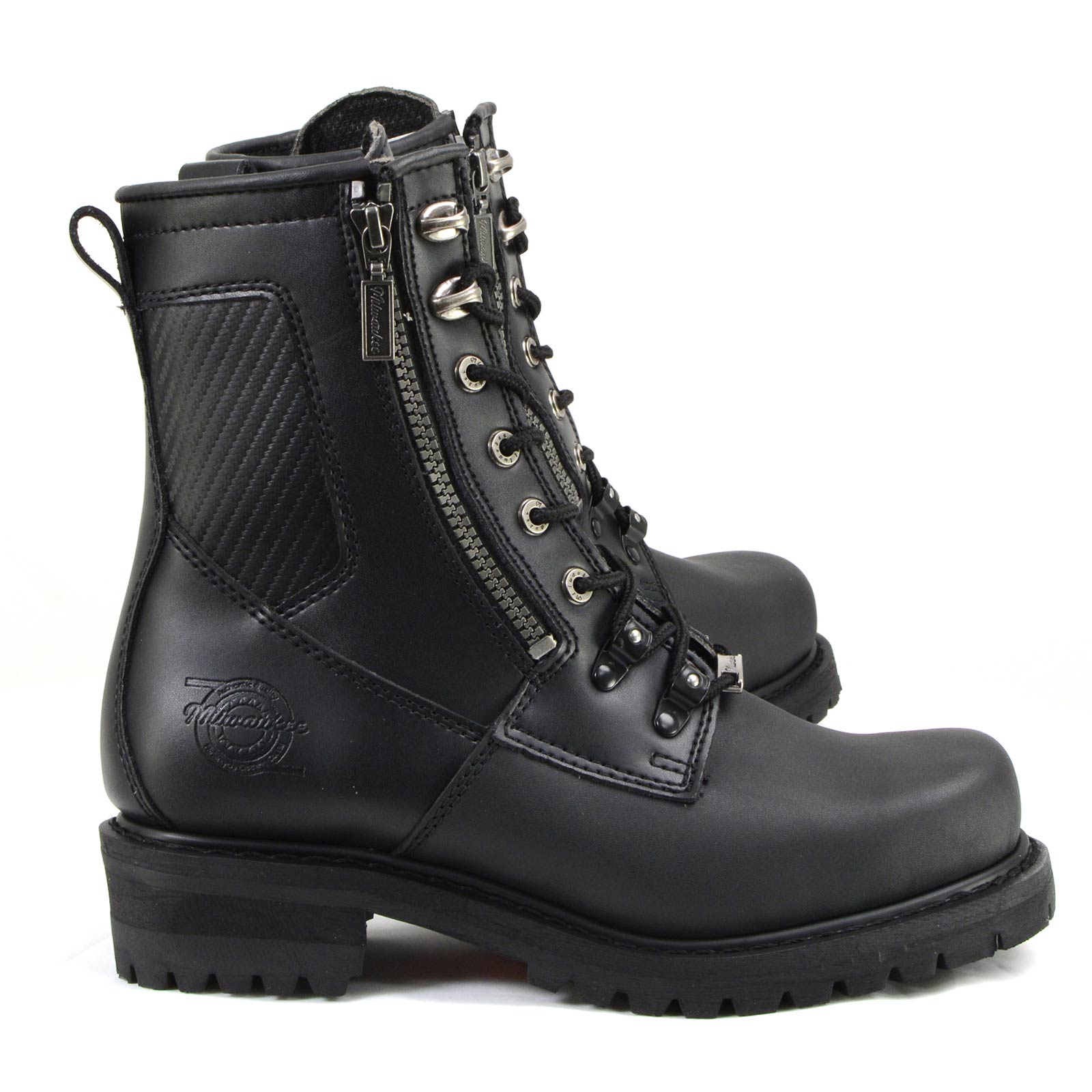 MMCC MB416 Men's Trooper Black Leather Biker Boots - Riding Footwear