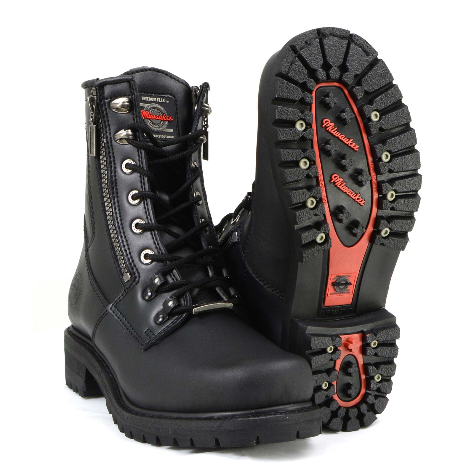 MMCC MB416 Men's Trooper Black Leather Biker Boots - Riding Footwear