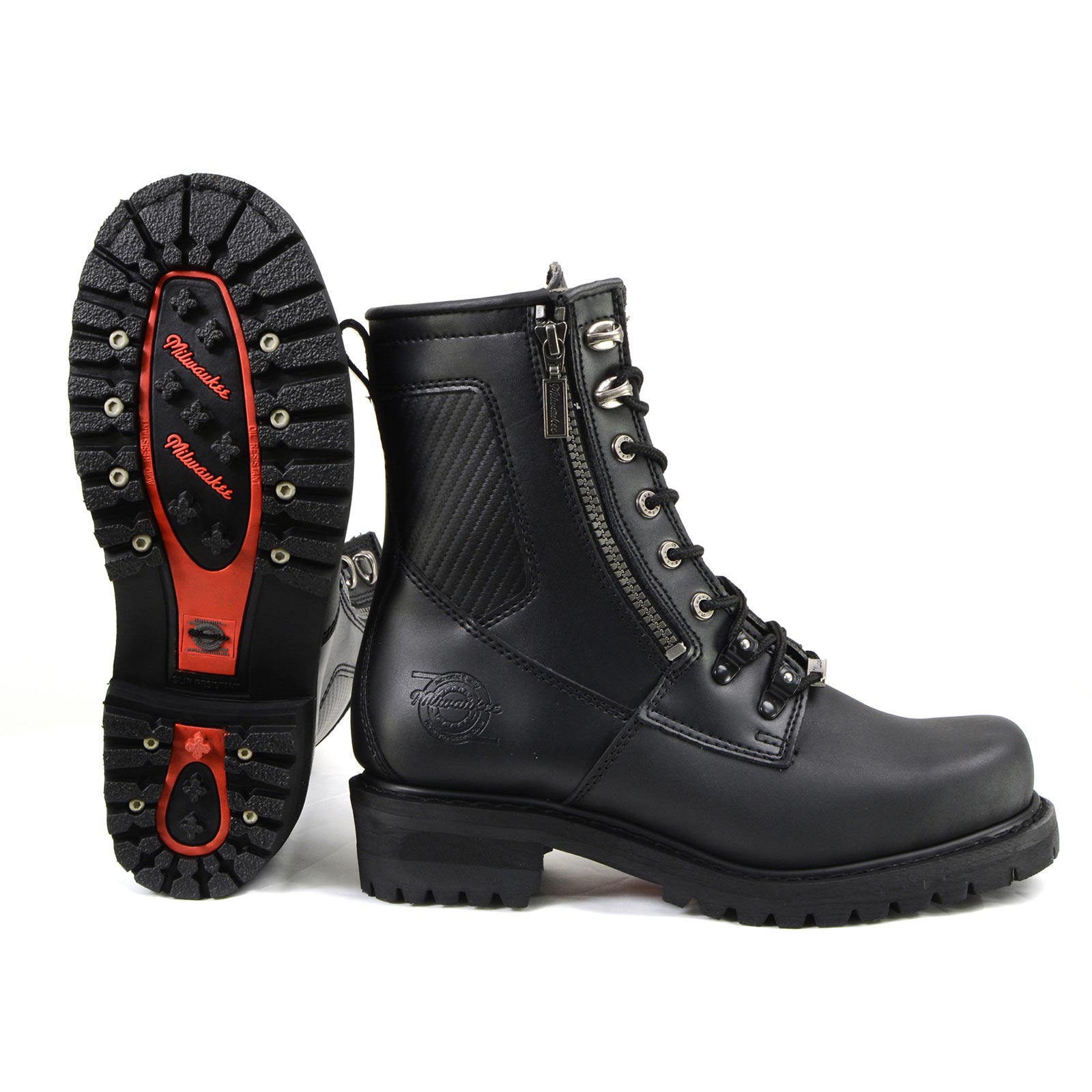 MMCC MB416 Men's Trooper Black Leather Biker Boots - Riding Footwear