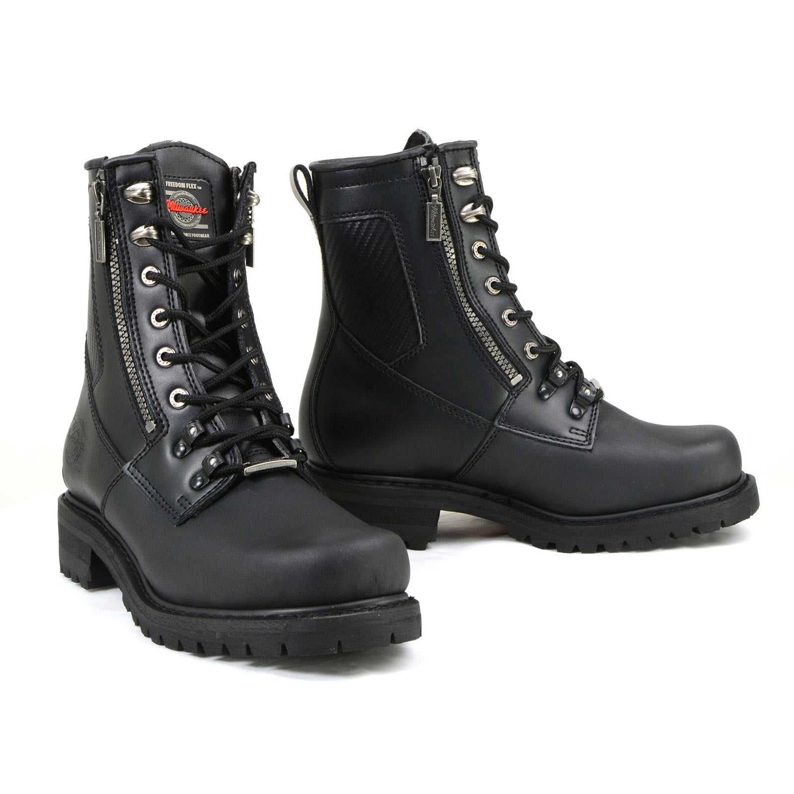 MMCC MB416 Men's Trooper Black Leather Biker Boots - Riding Footwear