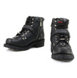 MMCC MB433 Men's Road Captain Black Leather Biker Boots - Riding Footwear
