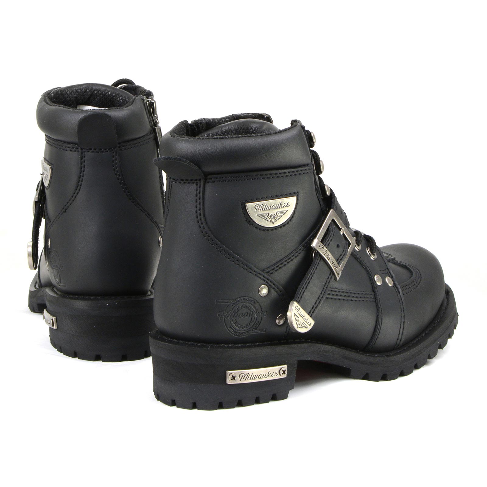 MMCC MB433 Men's Road Captain Black Leather Biker Boots - Riding Footwear