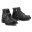 MMCC MB433 Men's Road Captain Black Leather Biker Boots - Riding Footwear