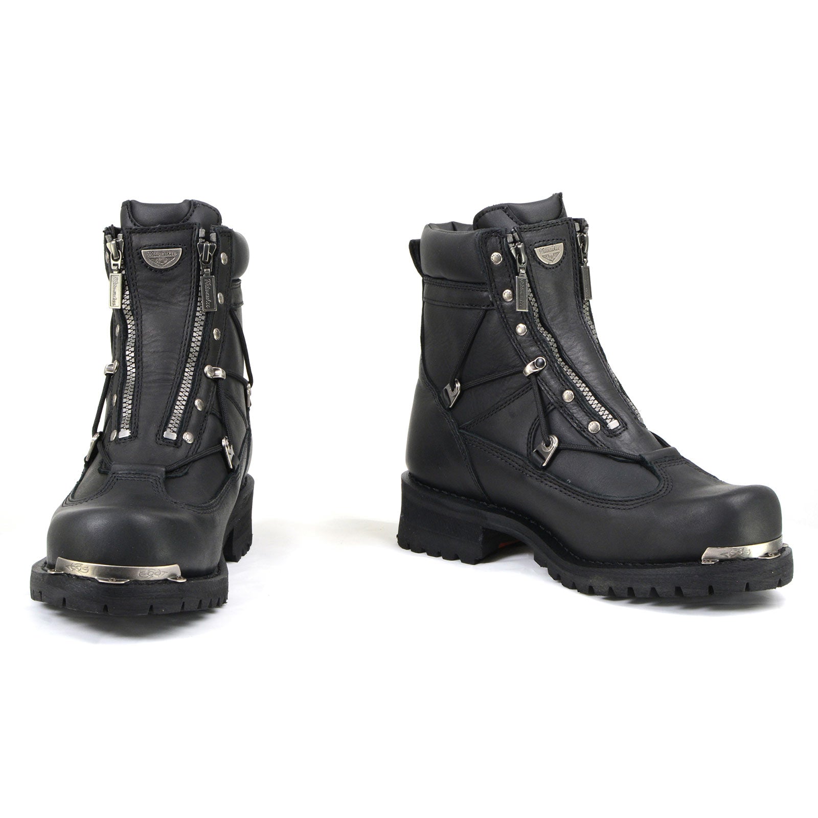 MMCC MB440 Men's Throttle Black Leather Biker Boots - Riding Footwear