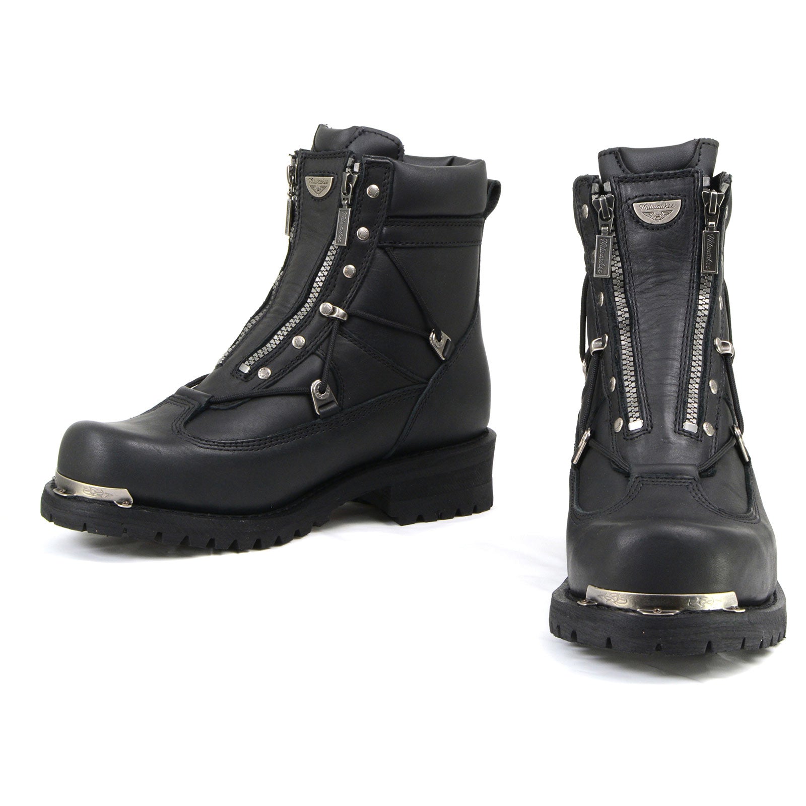 MMCC MB440 Men's Throttle Black Leather Biker Boots - Riding Footwear