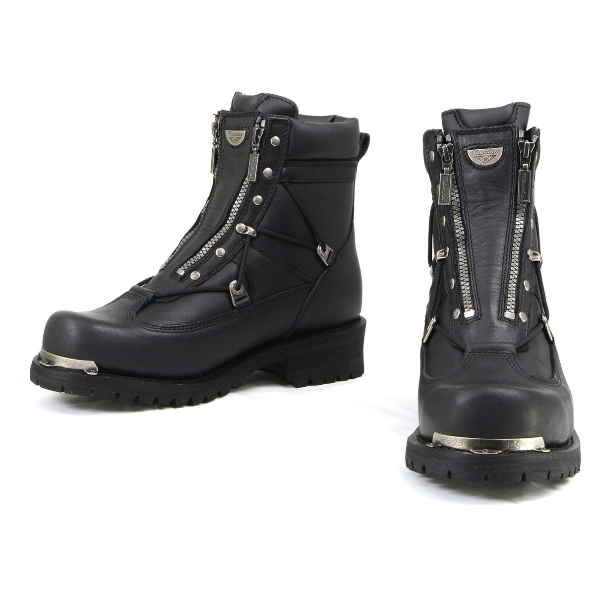 MMCC Men's Throttle Black Leather Motorcycle Boots - EEE Width - MB440EEE