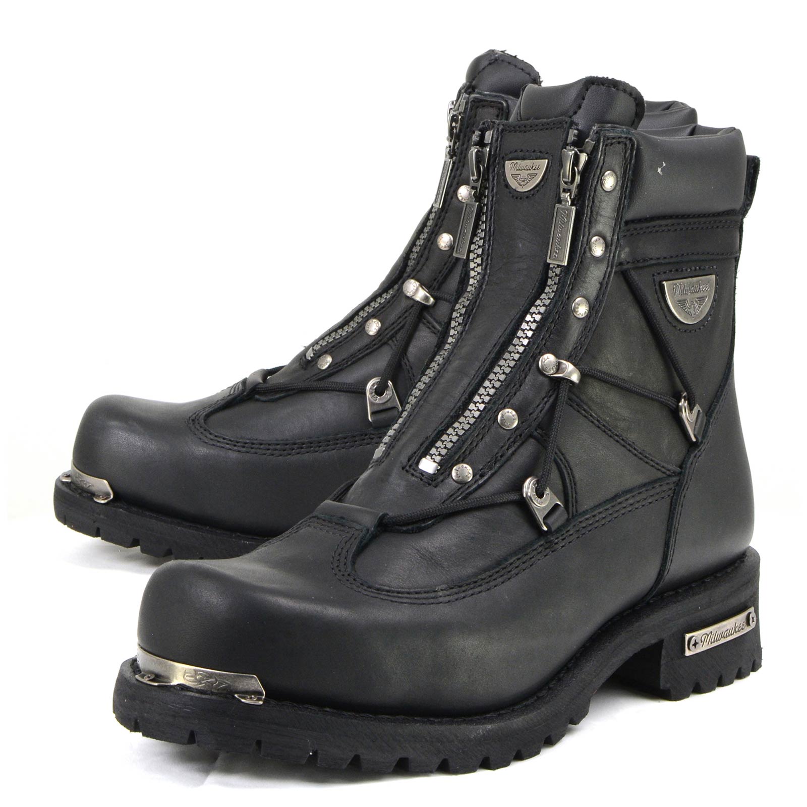 MMCC MB440 Men's Throttle Black Leather Biker Boots - Riding Footwear