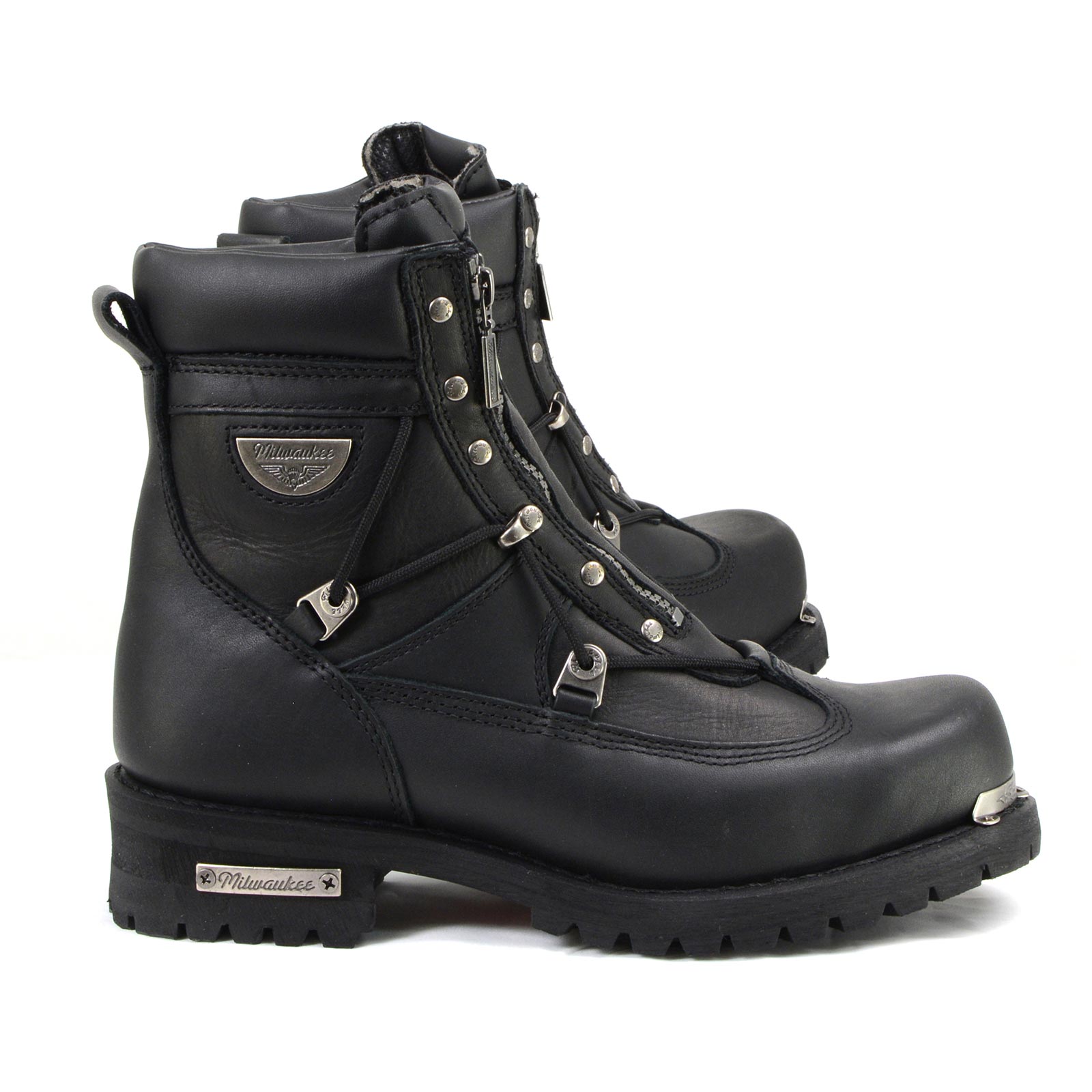 MMCC MB440 Men's Throttle Black Leather Biker Boots - Riding Footwear
