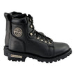 Milwaukee Leather MBL200 Women's Black Leather Lace-Up Motorcycle RiderBoots w/Side Zipper