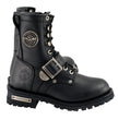 Milwaukee Leather MBL201 Women's Black Leather Lace-Up Motorcycle Rider Boots w/ Buckles