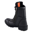 Milwaukee Leather MBL9301 Women's Black Leather Lace-Up Motorcycle Biker Riding Boots with Side Zipper Entry