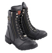 Milwaukee Leather MBL9301 Women's Black Leather Lace-Up Motorcycle Biker Riding Boots with Side Zipper Entry