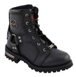 Milwaukee Leather Women's Black Leather 8-Inch Lace-Up Motorcycle Harness Boots with Side Zipper MBL9302