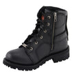Milwaukee Leather Women's Black Leather 8-Inch Lace-Up Motorcycle Harness Boots with Side Zipper MBL9302