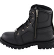 Milwaukee Leather Women's Black Leather 8-Inch Lace-Up Motorcycle Harness Boots with Side Zipper MBL9302