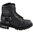 Milwaukee Leather Women's Black Leather 8-Inch Lace-Up Motorcycle Harness Boots with Side Zipper MBL9302