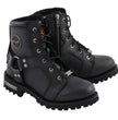 Milwaukee Leather Women's Black Leather 8-Inch Lace-Up Motorcycle Harness Boots with Side Zipper MBL9302
