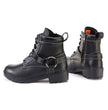 Milwaukee Leather MBL9312 Women's Black Leather Lace-Up 7-Inch Harness Motorcycle Rider Boots w/ Buckle