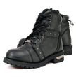 Milwaukee Leather Women's Black Premium Leather Motorcycle Riding Boots w/Lace-Up and Side Zipper Closure MBL9319