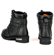 Milwaukee Leather Women's Black Premium Leather Motorcycle Riding Boots w/Lace-Up and Side Zipper Closure MBL9319