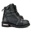 Milwaukee Leather Women's Black Premium Leather Motorcycle Riding Boots w/Lace-Up and Side Zipper Closure MBL9319