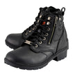 Milwaukee Leather MBL9320W Women's Black Premium Leather Wide-Width Lace-Up Motorcycle Rider Boots